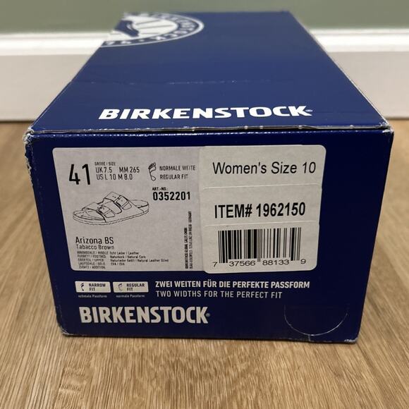 *NEW* Birkenstock EU 41 W 10 M 8 Arizona Tobacco Brown Oiled Leather Normal Fit - Picture 4 of 8